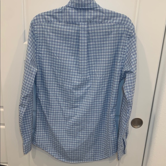 Men's Ralph Lauren Slim Fit Performance Baby Blue Checkered Shirt - Picture 9 of 12